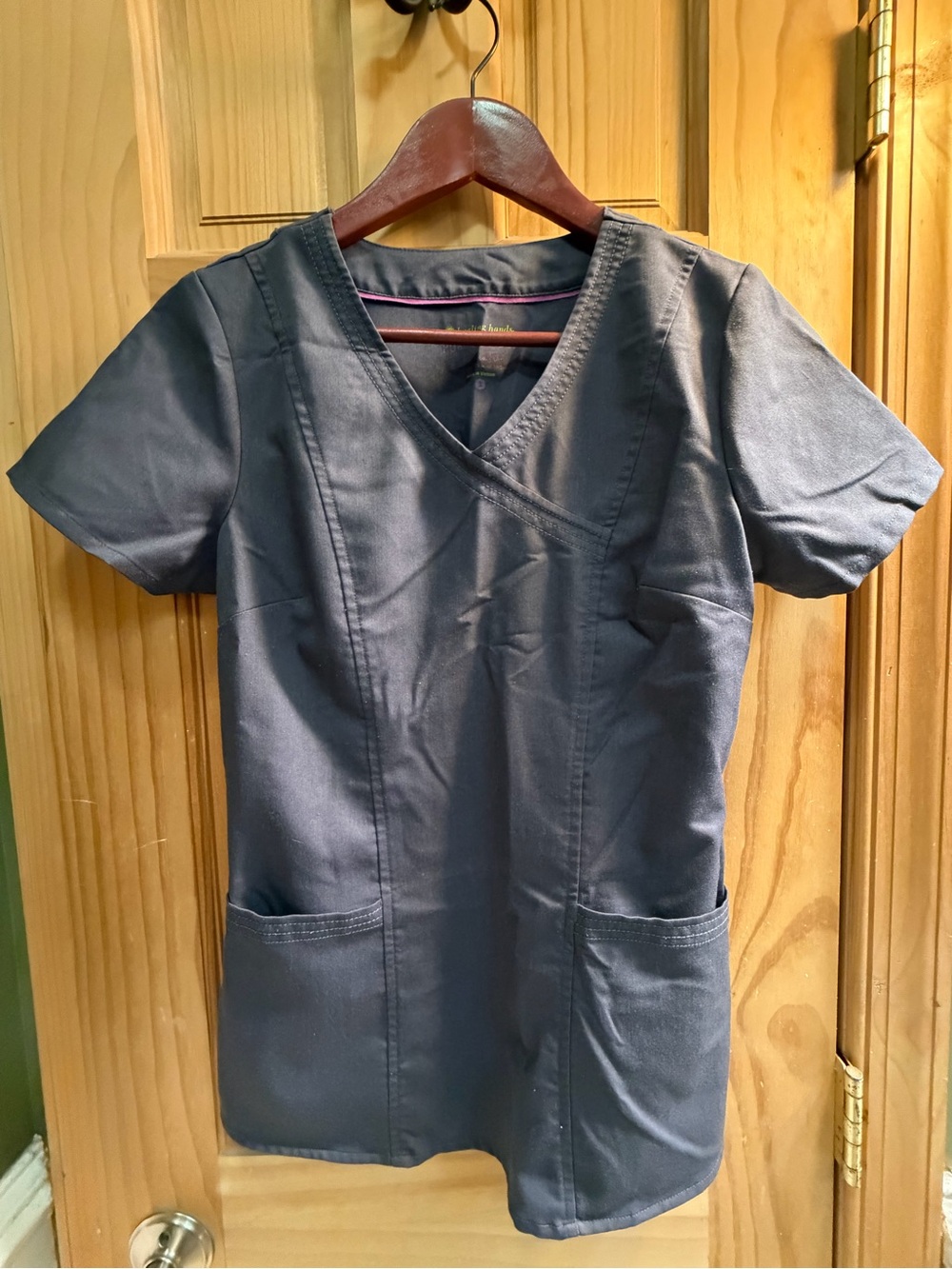 Healing Hands Purple Label Grey Scrub Top